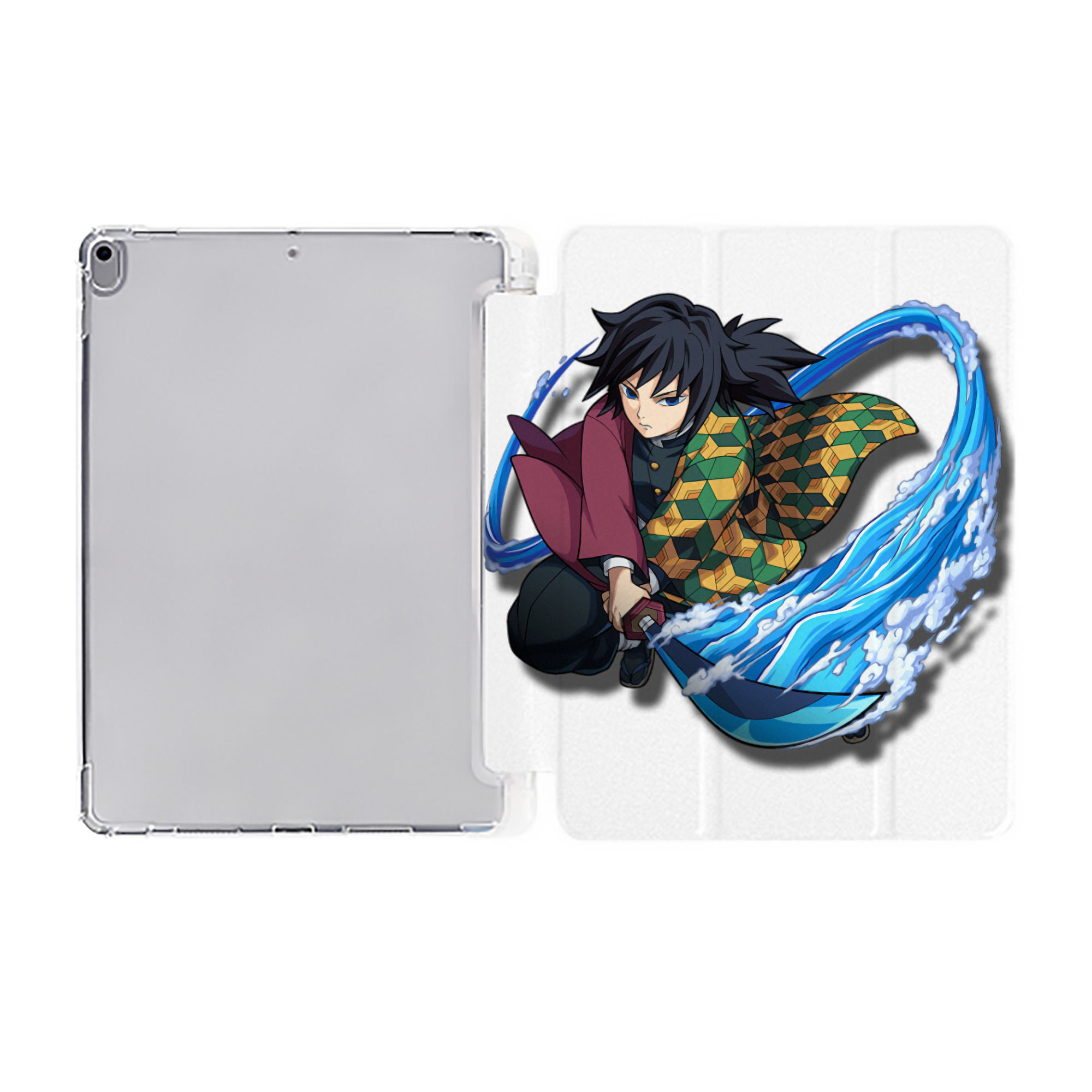 （画像用） 鬼滅の刃（きめつのやいば）水柱-冨岡 義勇／とみおか ぎゆう Tomioka Giyuu IPad ケース ペン収納付き 三つ折りスタンド PUレザー×シリコン 対応機種9.5/10.5/10.9インチ